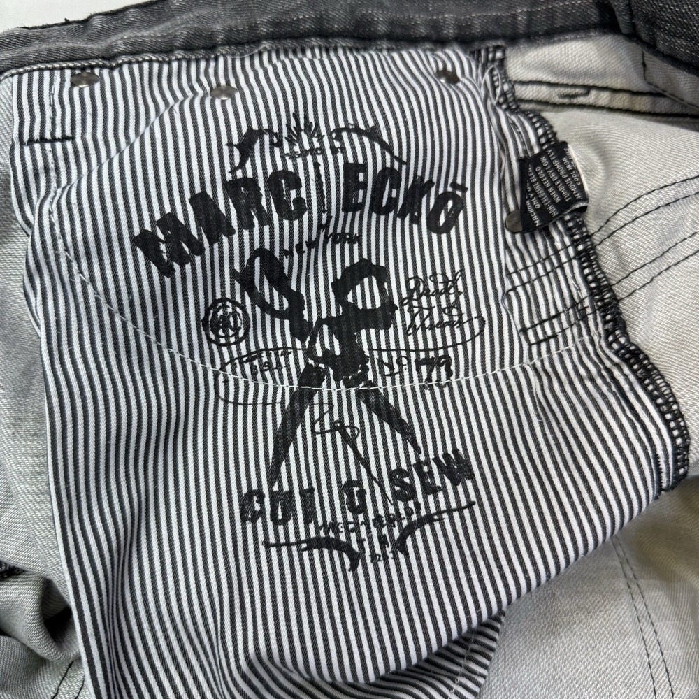 VTG Marc Ecko Jeans Cut and Sew Black Denim Men's 38x30 Straight Grunge Designer - Picture 14 of 16